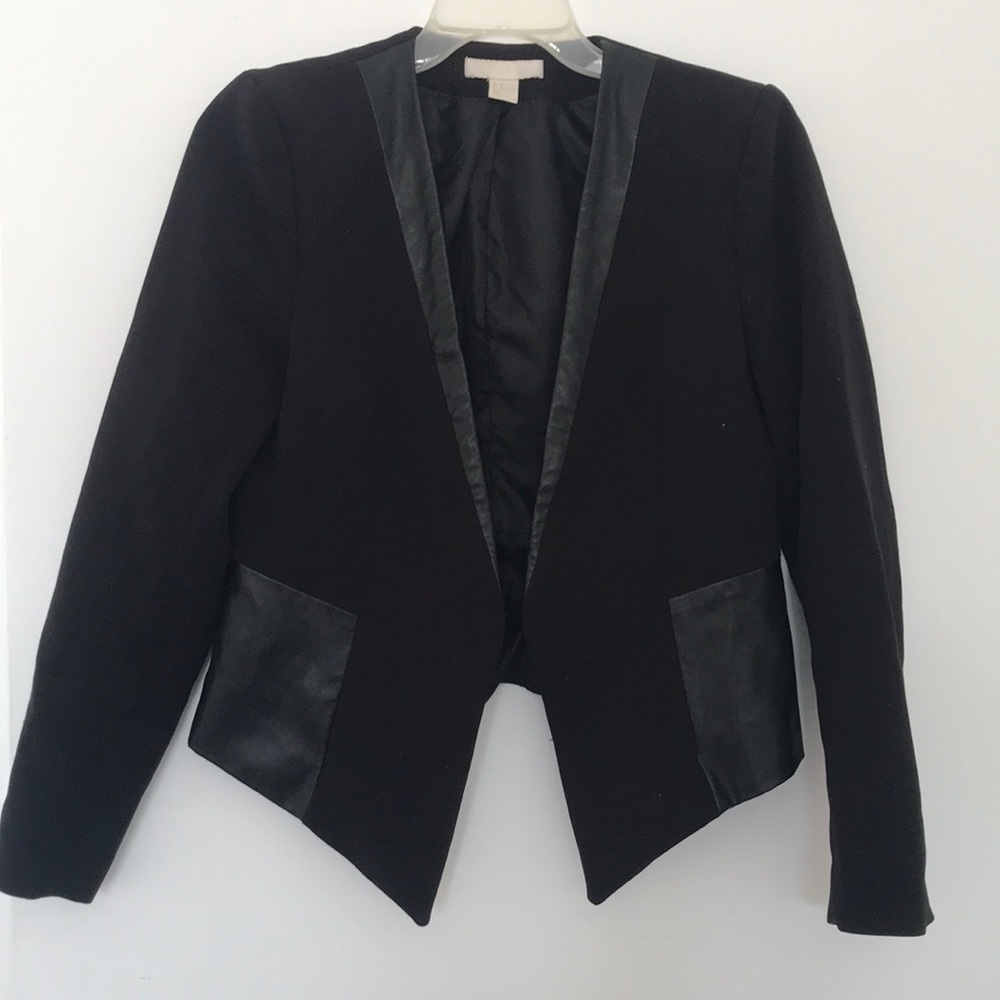 Women’s black faux leather blazer